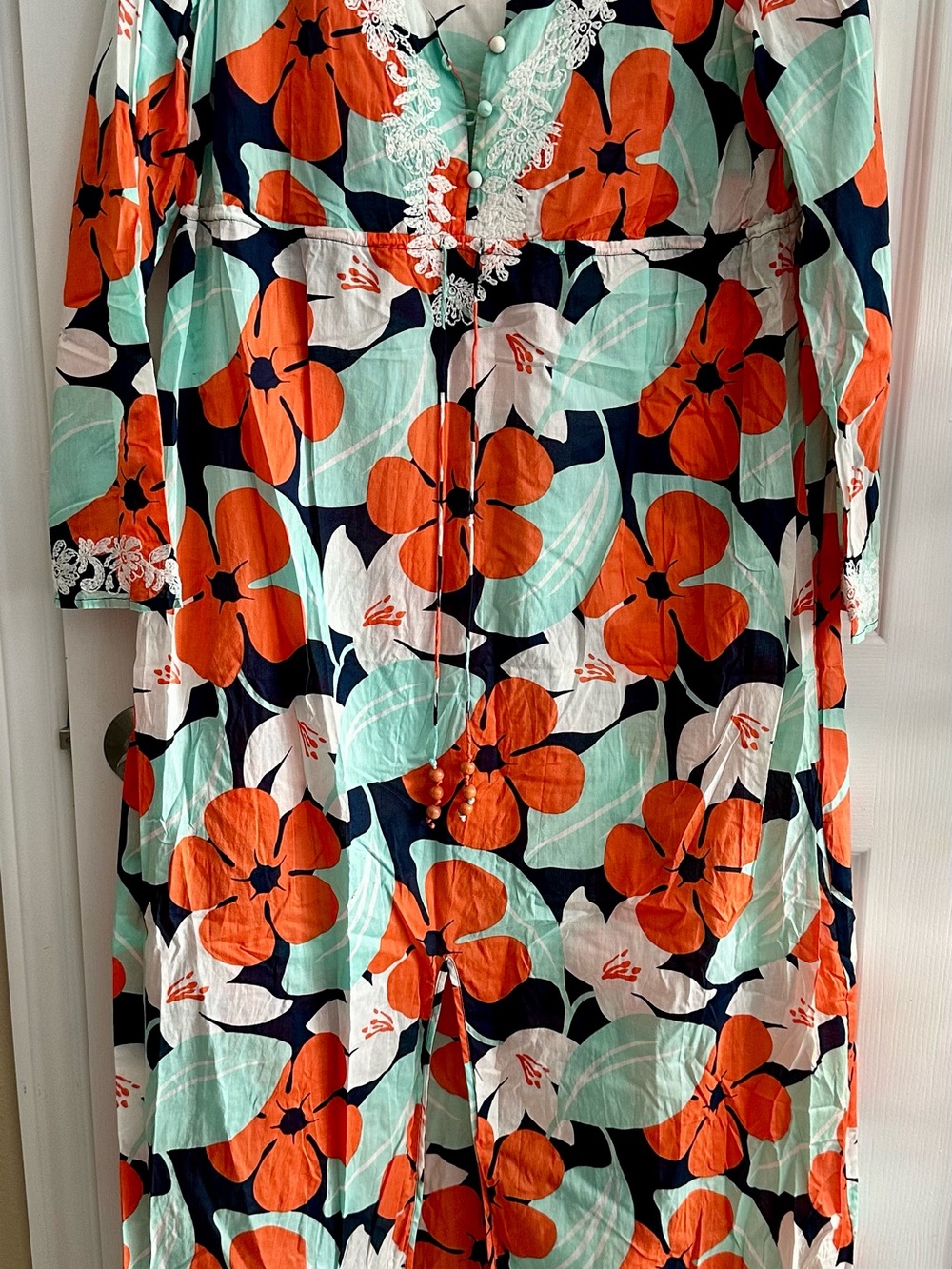 Tommy Bahama Floral Hawaiian Swimsuit Coverup Cotton Maxi Dress XL